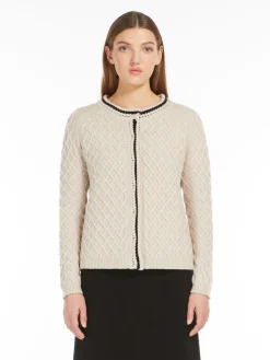 Cardigan in lana e cachemire a losanghe