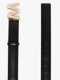 Cintura in pelle con fibbia logata