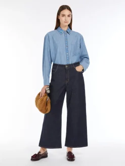 Jeans flare in denim di cotone