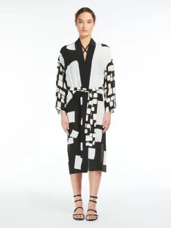 Kimono in crêpe de Chine stampata