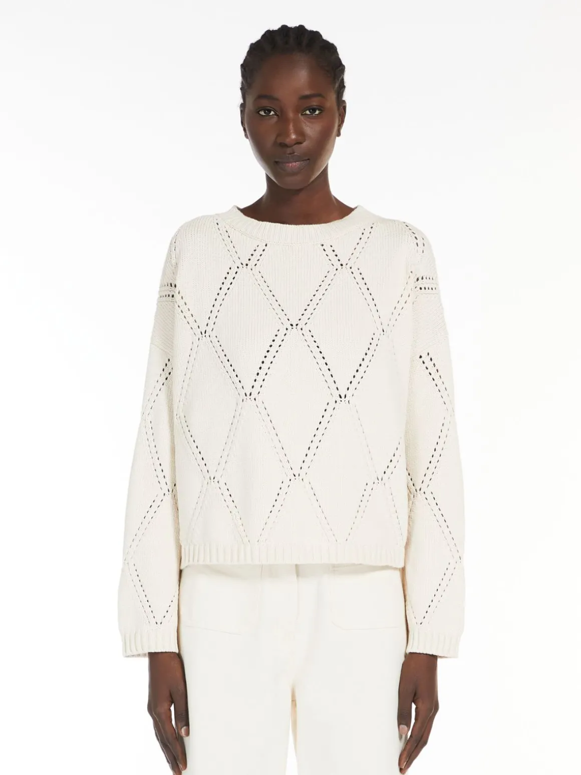 Maglia oversize in cotone a losanghe