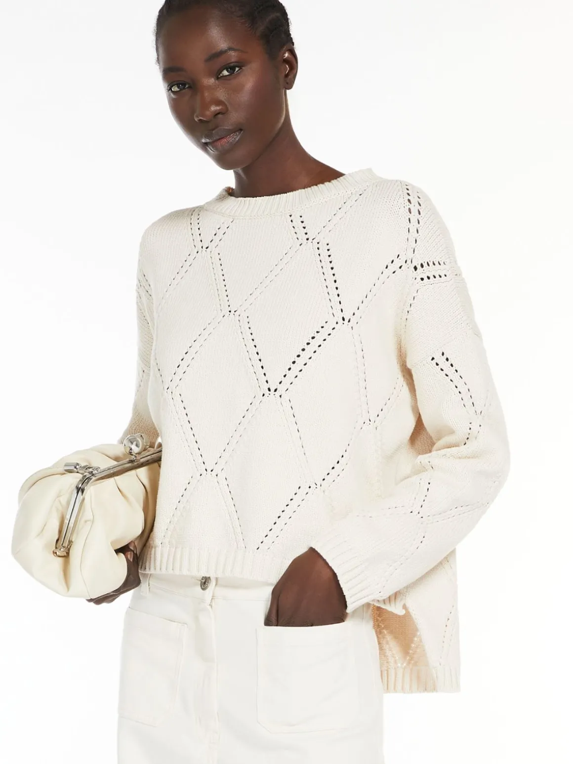 Maglia oversize in cotone a losanghe