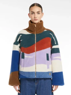 Piumino corto in jersey di lana jacquard