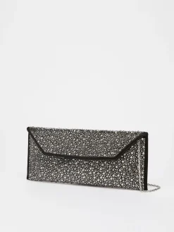 Pochette in raso con strass