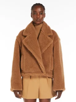 Teddy Bear Icon Coat crop in cammello