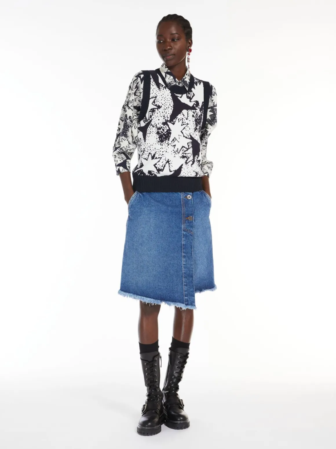 Top in maglia di viscosa jacquard