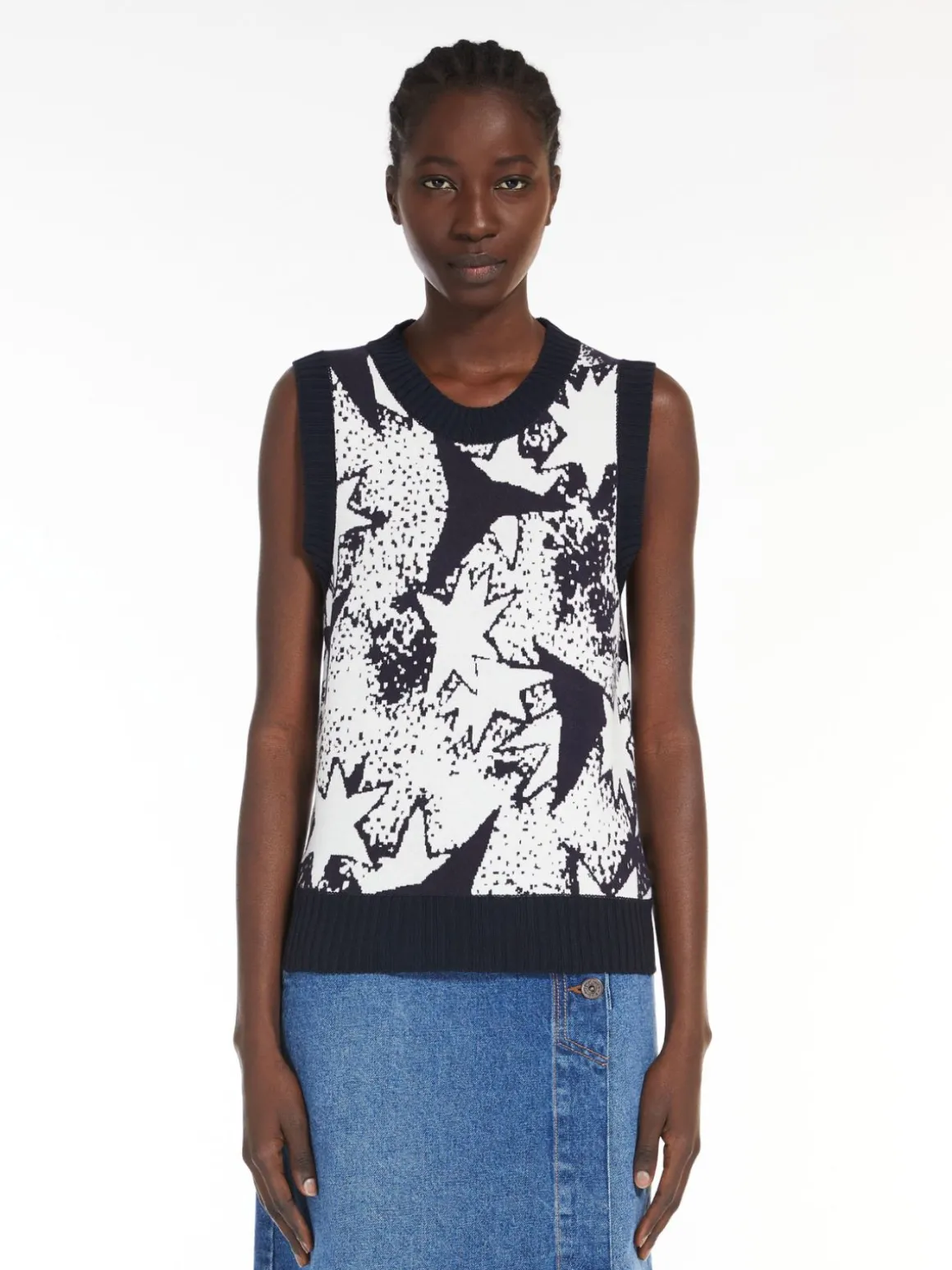 Top in maglia di viscosa jacquard