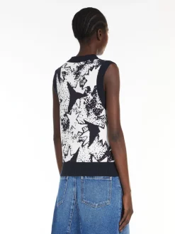 Top in maglia di viscosa jacquard