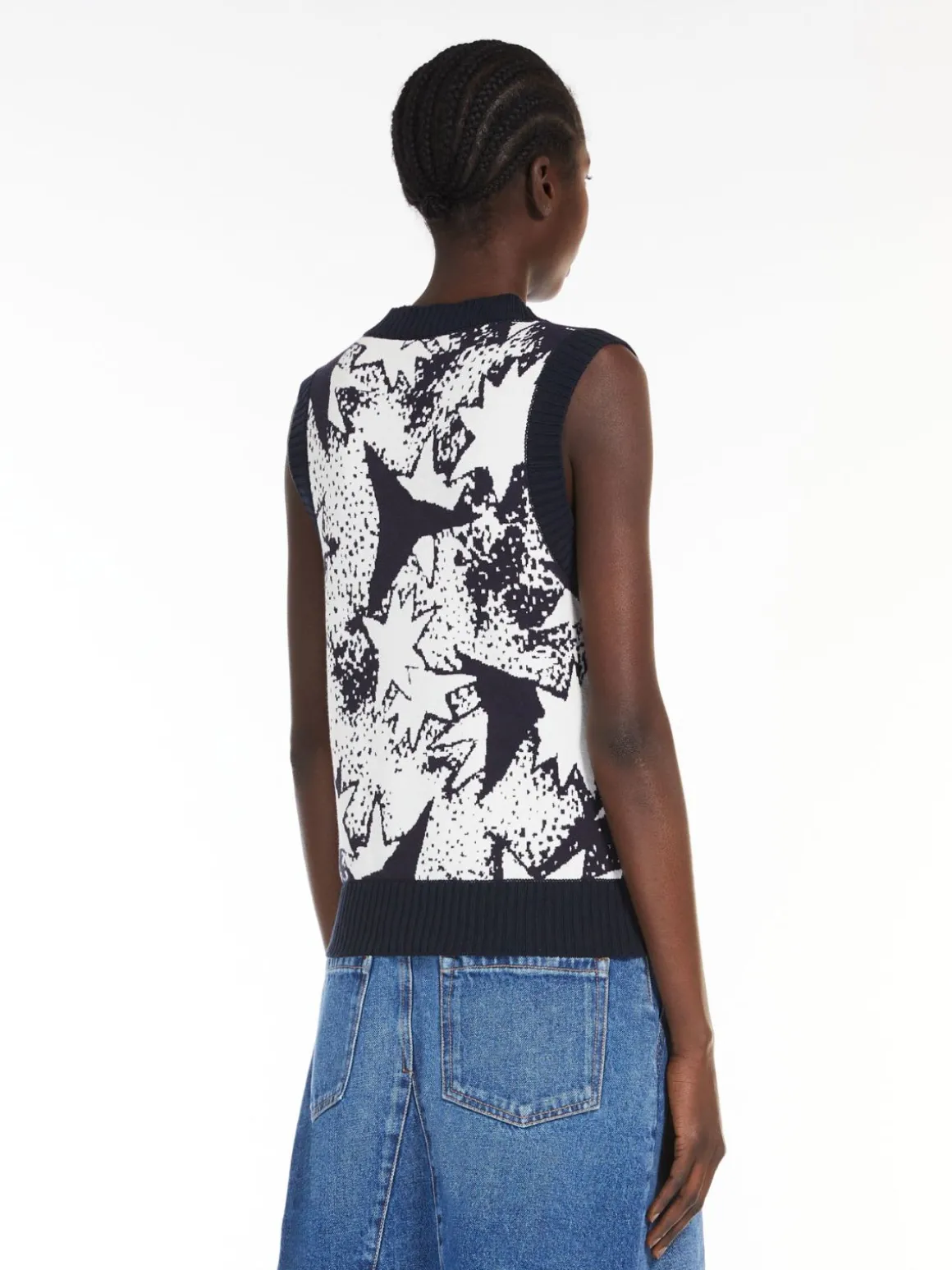 Top in maglia di viscosa jacquard