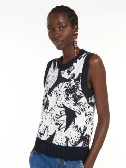 Top in maglia di viscosa jacquard