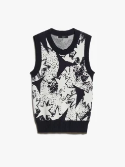 Top in maglia di viscosa jacquard