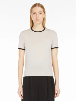 T-shirt girocollo in filato di lana