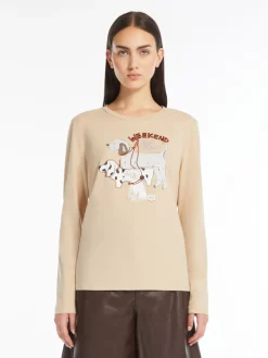 T-shirt in cotone con stampa e ricami